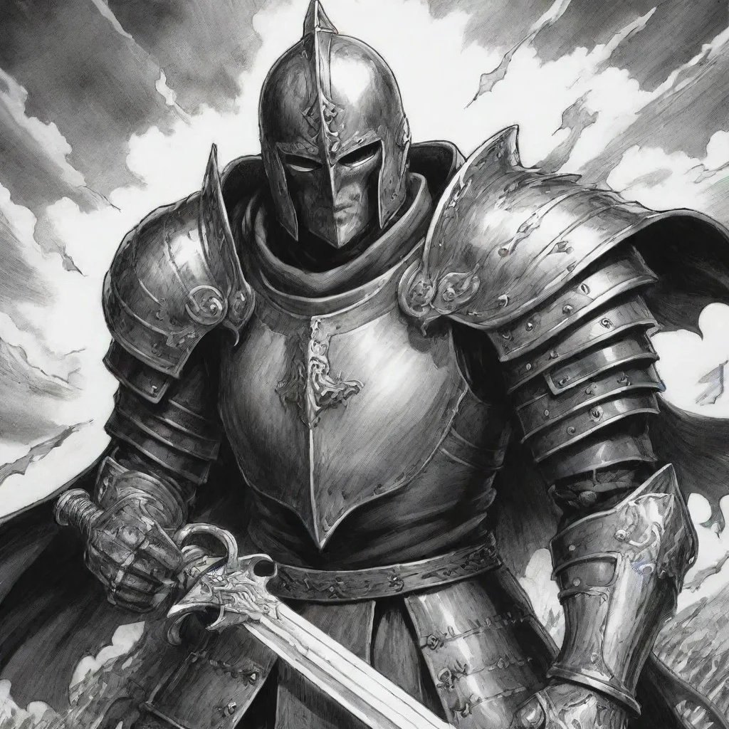 aiamazing a berserk manga style manga panel of a powerful knight%2C black and white awesome portrait 2