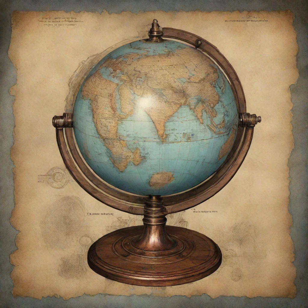 aiamazing a blueprint of steampunk style antique globefully displayed wooden base prop design heavy machine armorearth  world map  awesome portrait 2