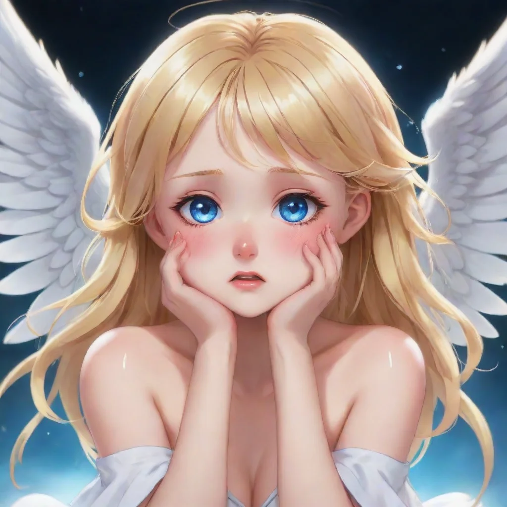 amazing a cute crying blonde anime angel with blue eyes awesome portrait 2