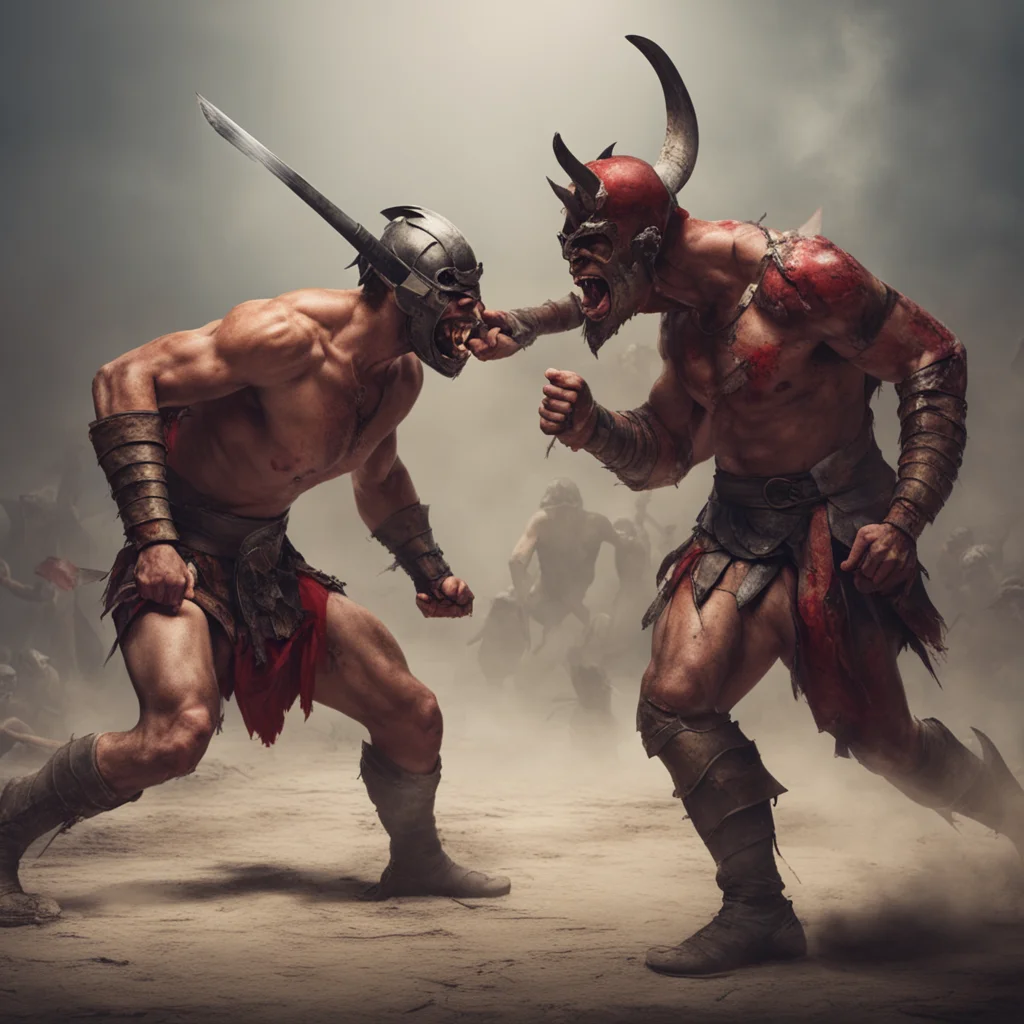 aiamazing a demon fighting a gladiator  awesome portrait 2