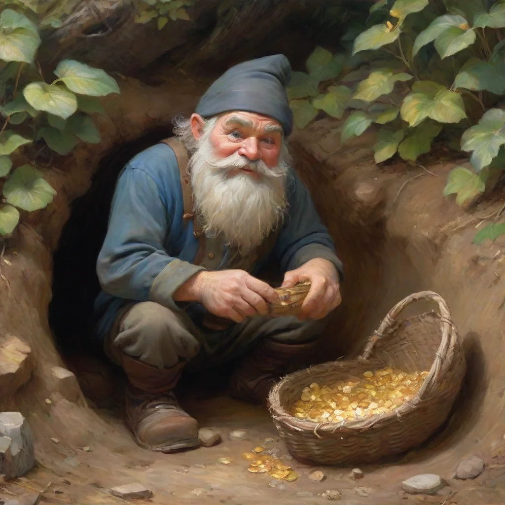 aiamazing a dwarf digging a hole to hide a basket of gold there awesome portrait 2