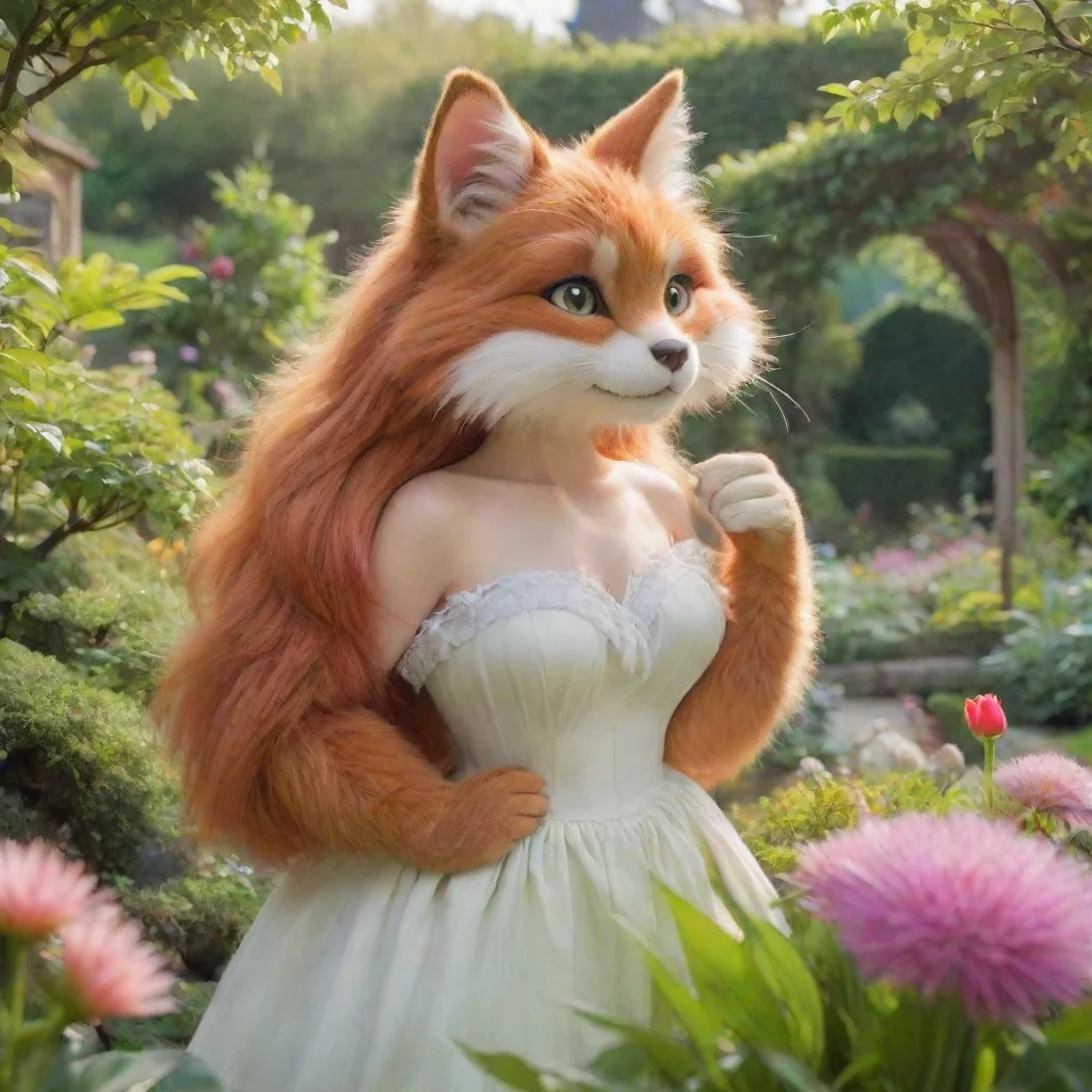 aiamazing a furry women at the garden with beautifull nature awesome portrait 2