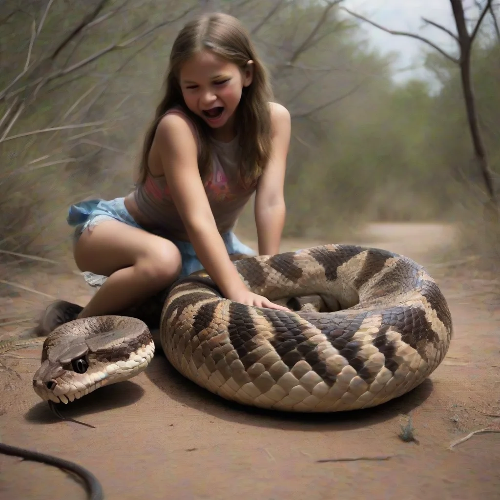 aiamazing a giant rattlesnake with a girl whose legs are kicking out of its mouth awesome portrait 2