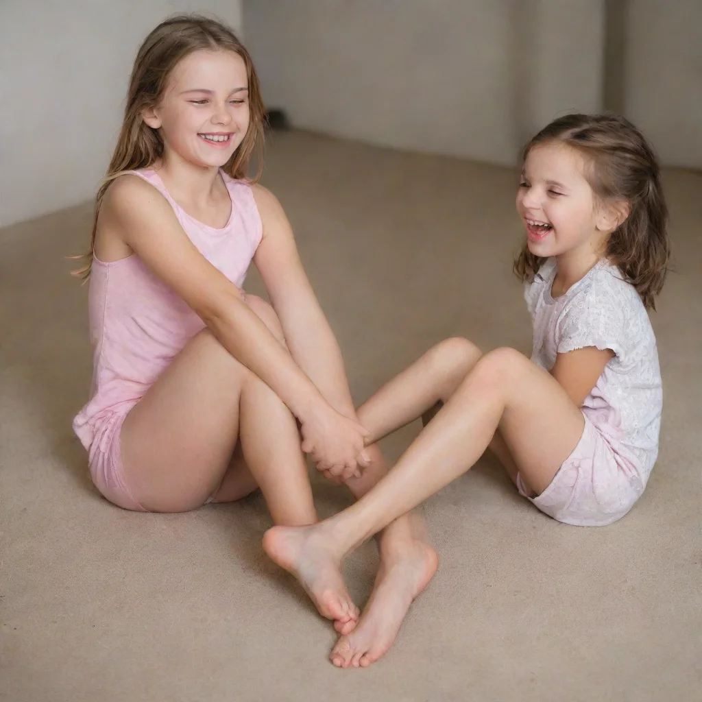 amazing a girl tickling another girls feet with her hands and the girl is laughing because her feet are being tickled awesome portrait 2