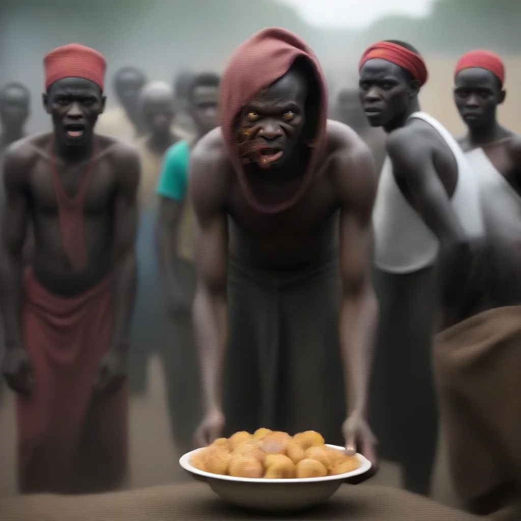 aiamazing a group of africans revolted by the sight of grotesque food awesome portrait 2