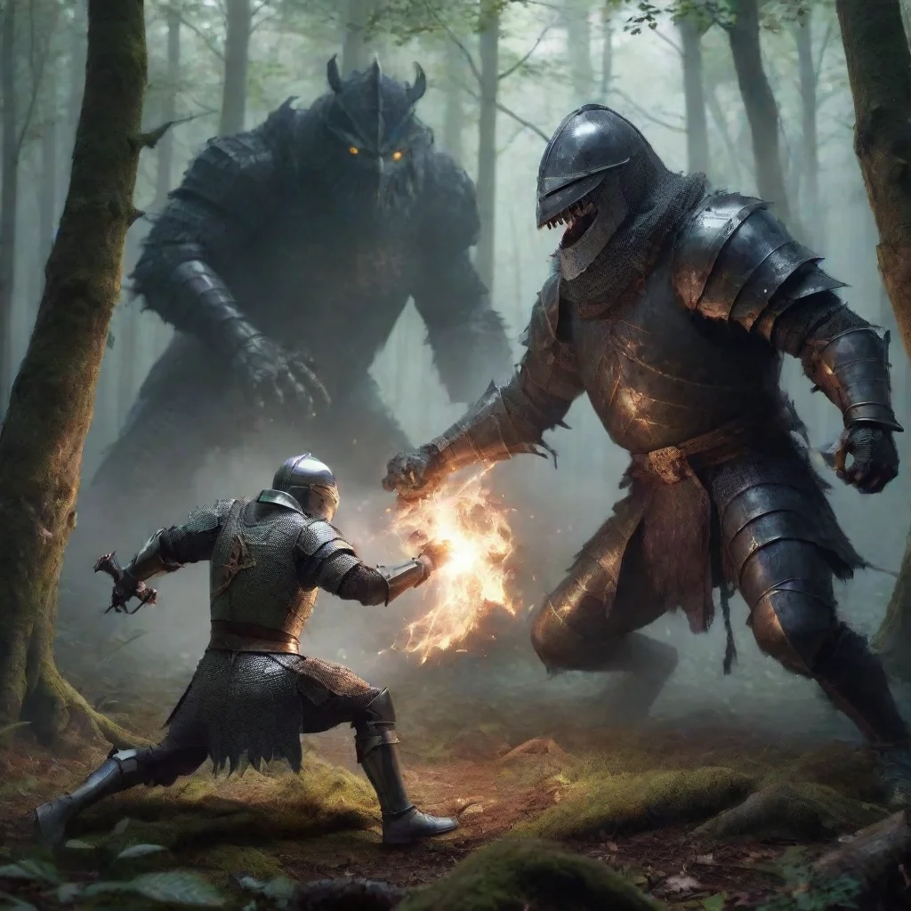 aiamazing a knight fighting monsters in the forest awesome portrait 2