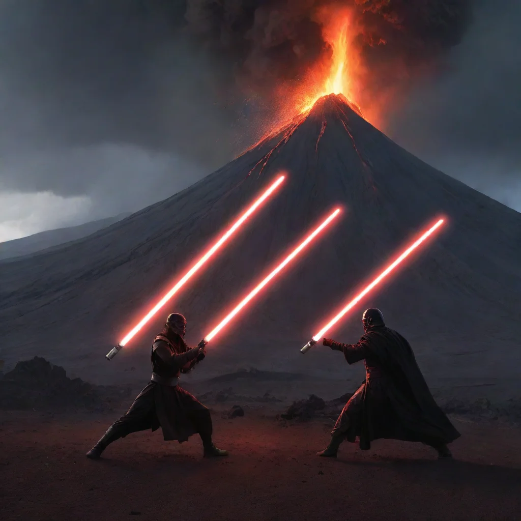 aiamazing a lightsaber duel by a volcano awesome portrait 2