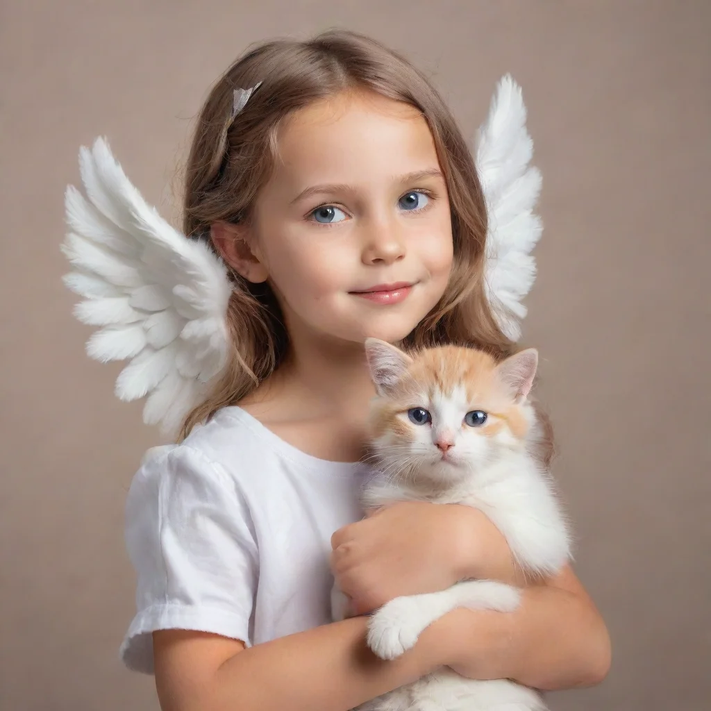 aiamazing a little girl holding a cat%2C angel dad holding a dog  awesome portrait 2