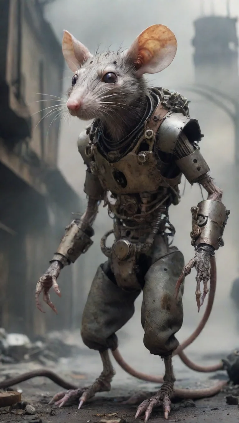 aiamazing a mechanical rat humanoid in an apocalypse  awesome portrait 2 tall