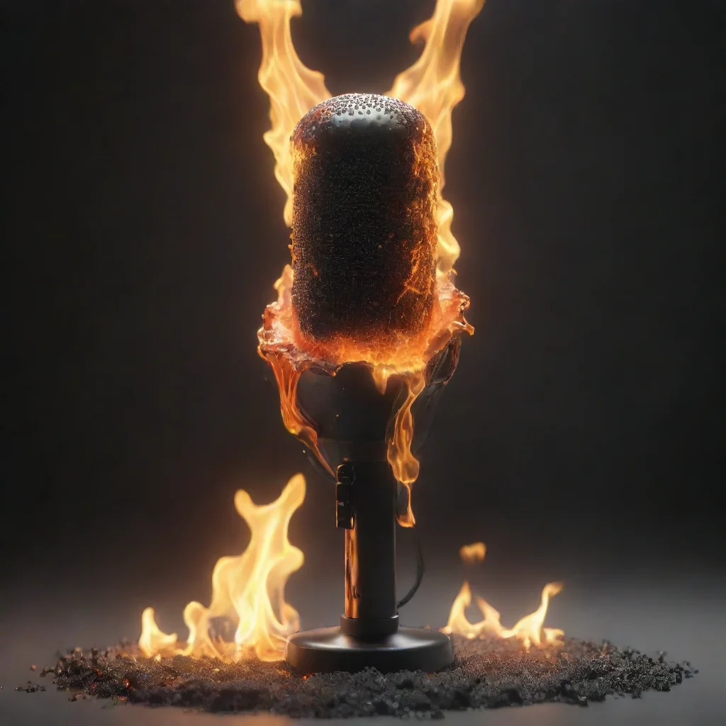 amazing a microphone melting from fire render 8k awesome portrait 2