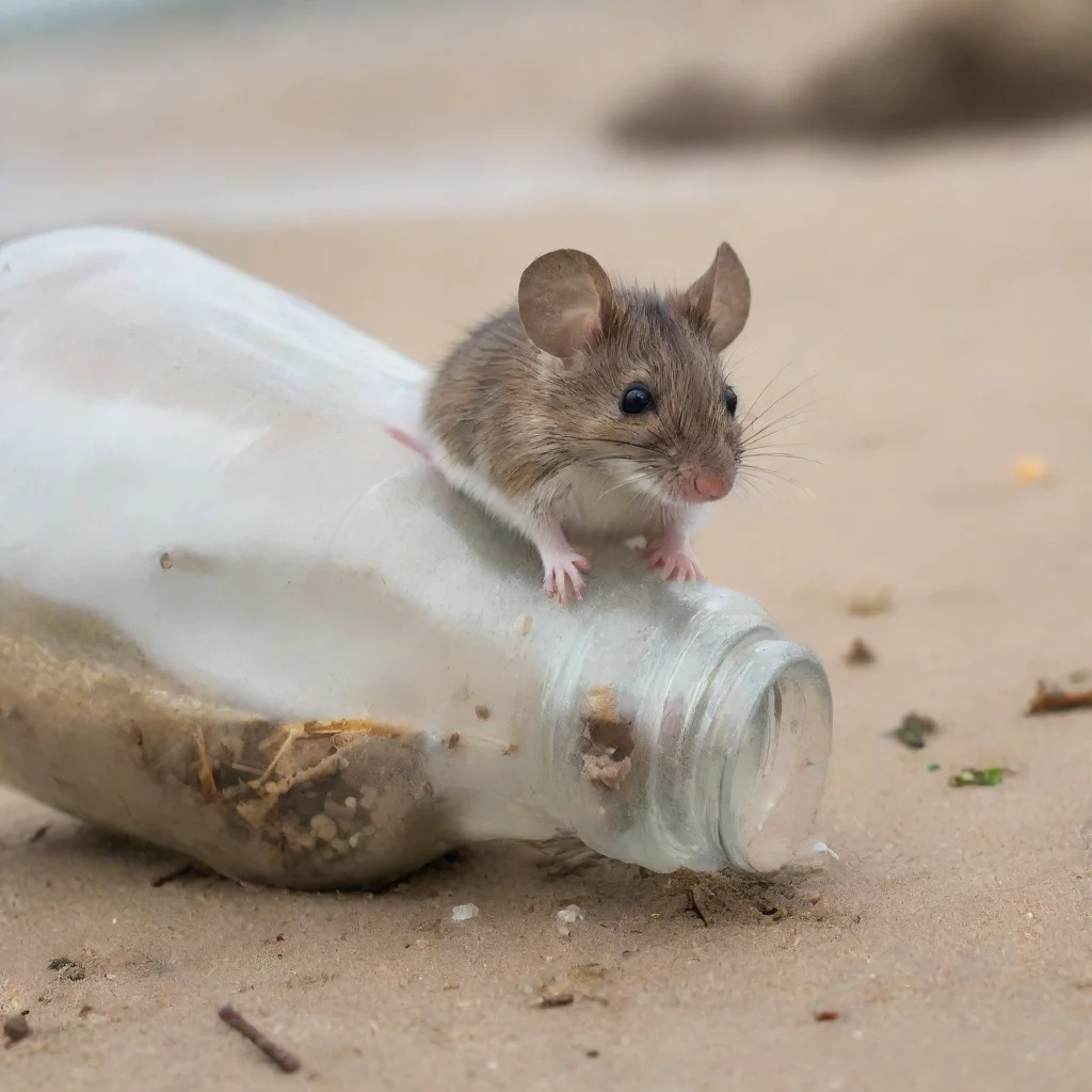 aiamazing a mouse is stuck in a bottle on shoreside  awesome portrait 2