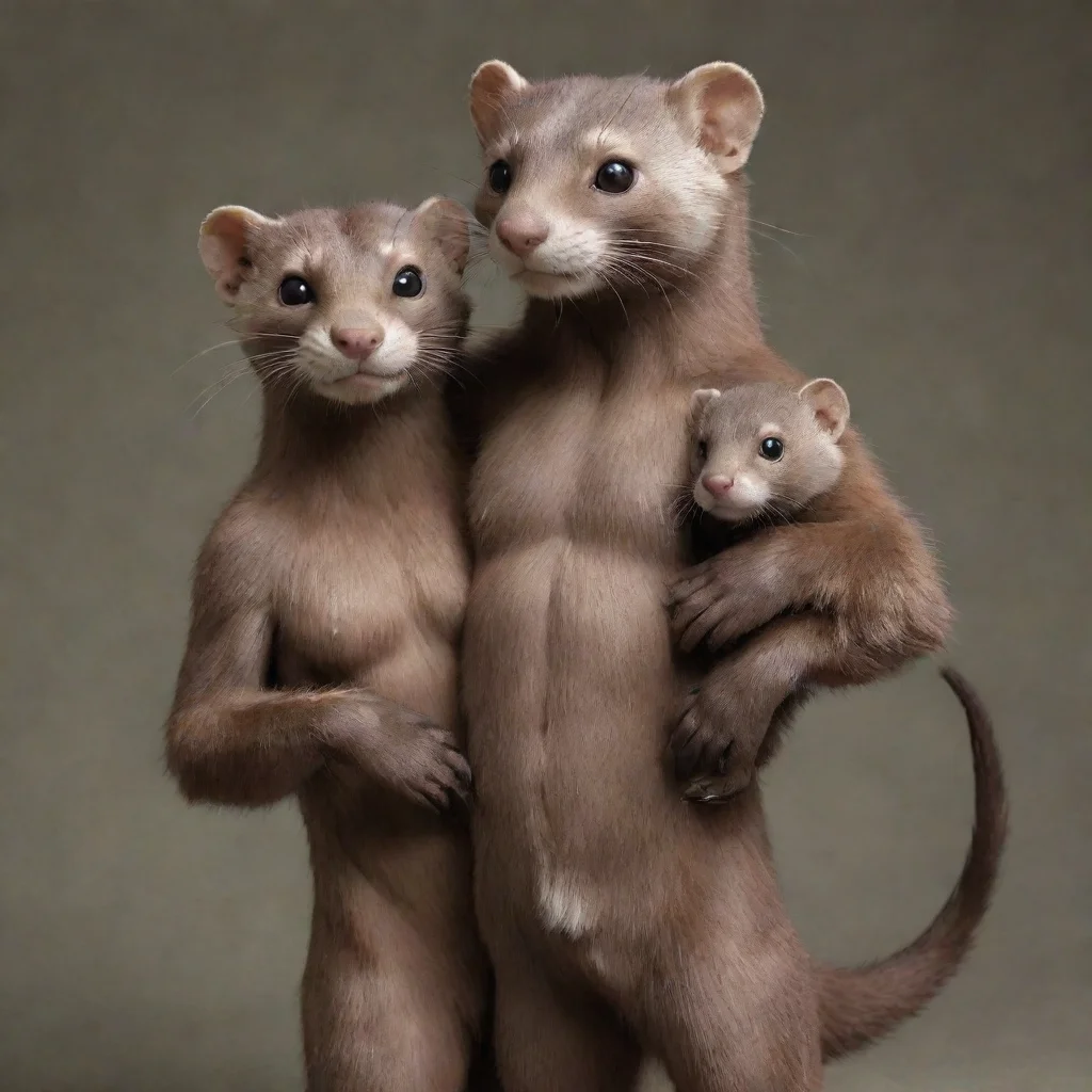 aiamazing a pair of anthro minks holding a human male awesome portrait 2