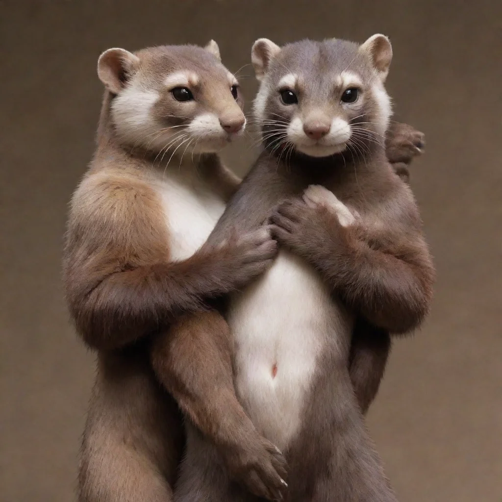amazing a pair of anthro minks holding a human male between them  awesome portrait 2
