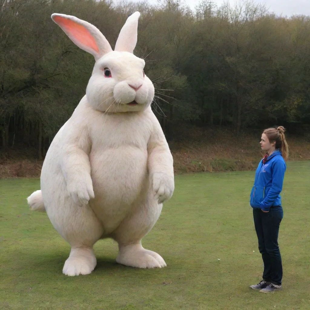 amazing a person standing next to a giant rabbit awesome portrait 2