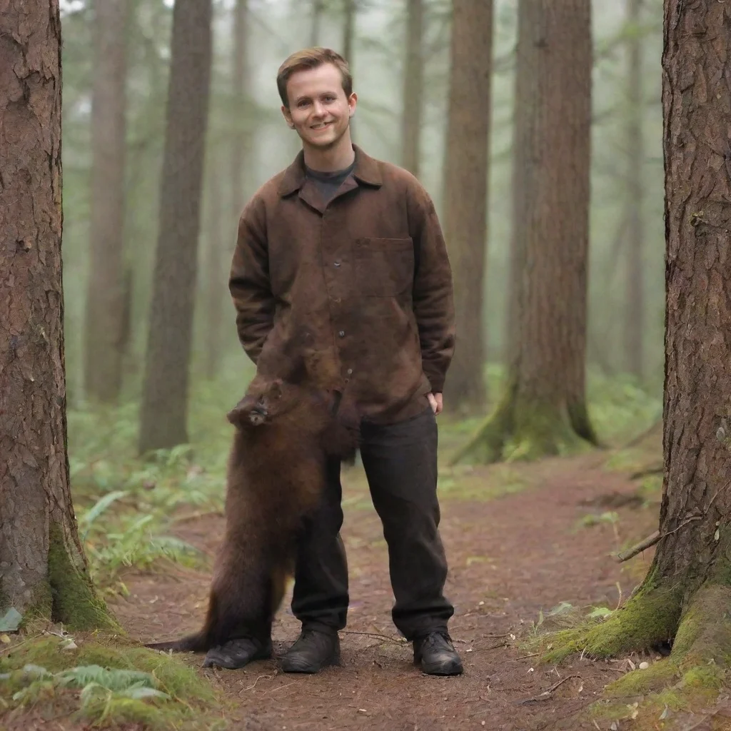 amazing a person standing with a giant pine marten awesome portrait 2