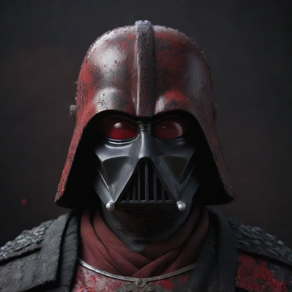aiamazing a portrait of dark vader mask mixed with a japanese samurai mask with dark red splatter on its face 3d octane rendered  awesome portrait 2