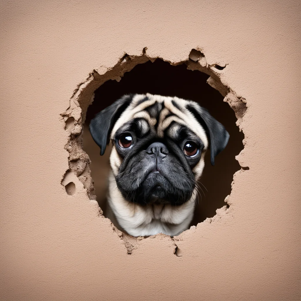 aiamazing a pug looking through a hole in the wall awesome portrait 2