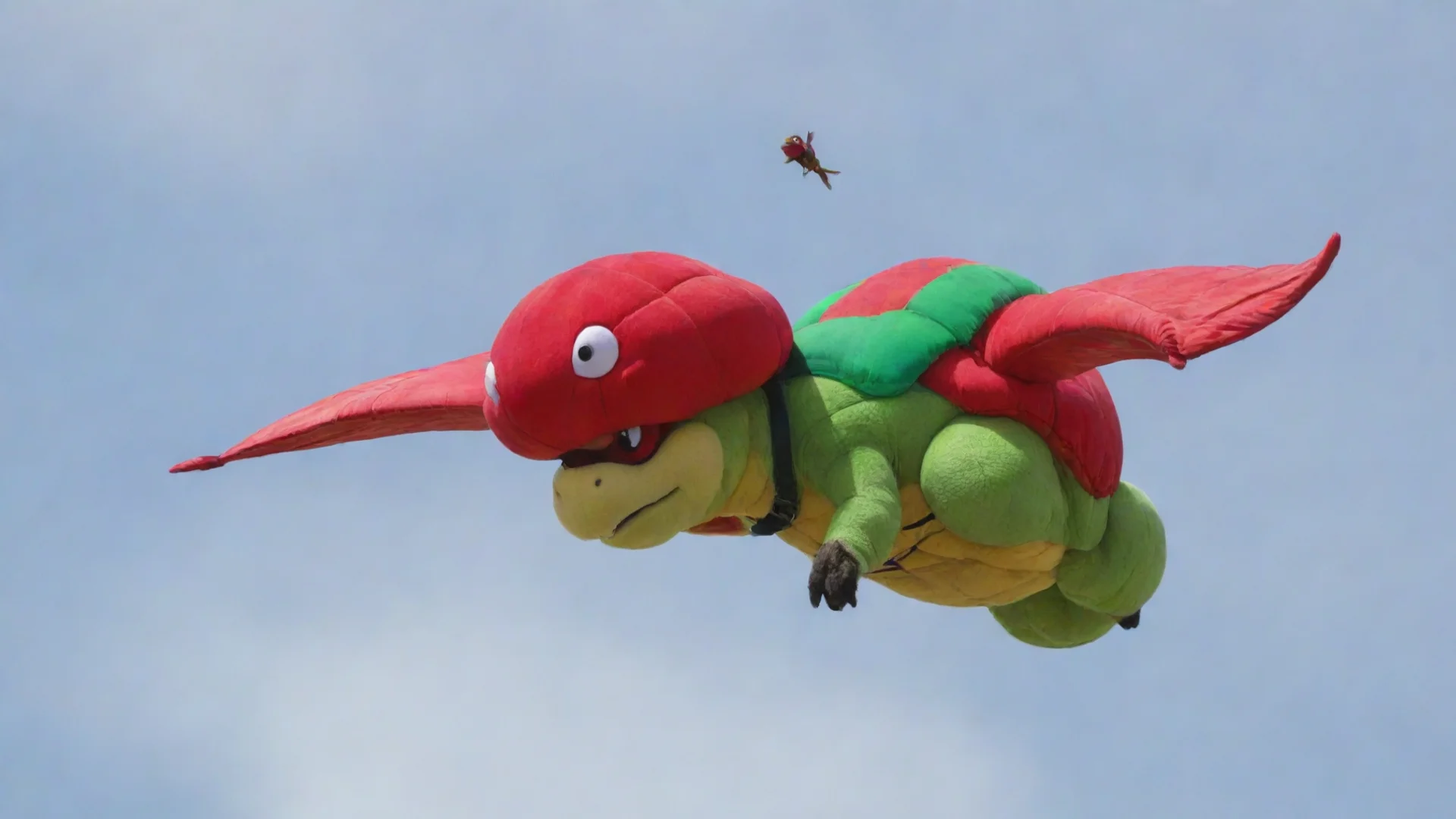 aiamazing a red koopa paratroppa%2C wearing a green cap%2C flying through the sky of florida%2C usa  awesome portrait 2 wide