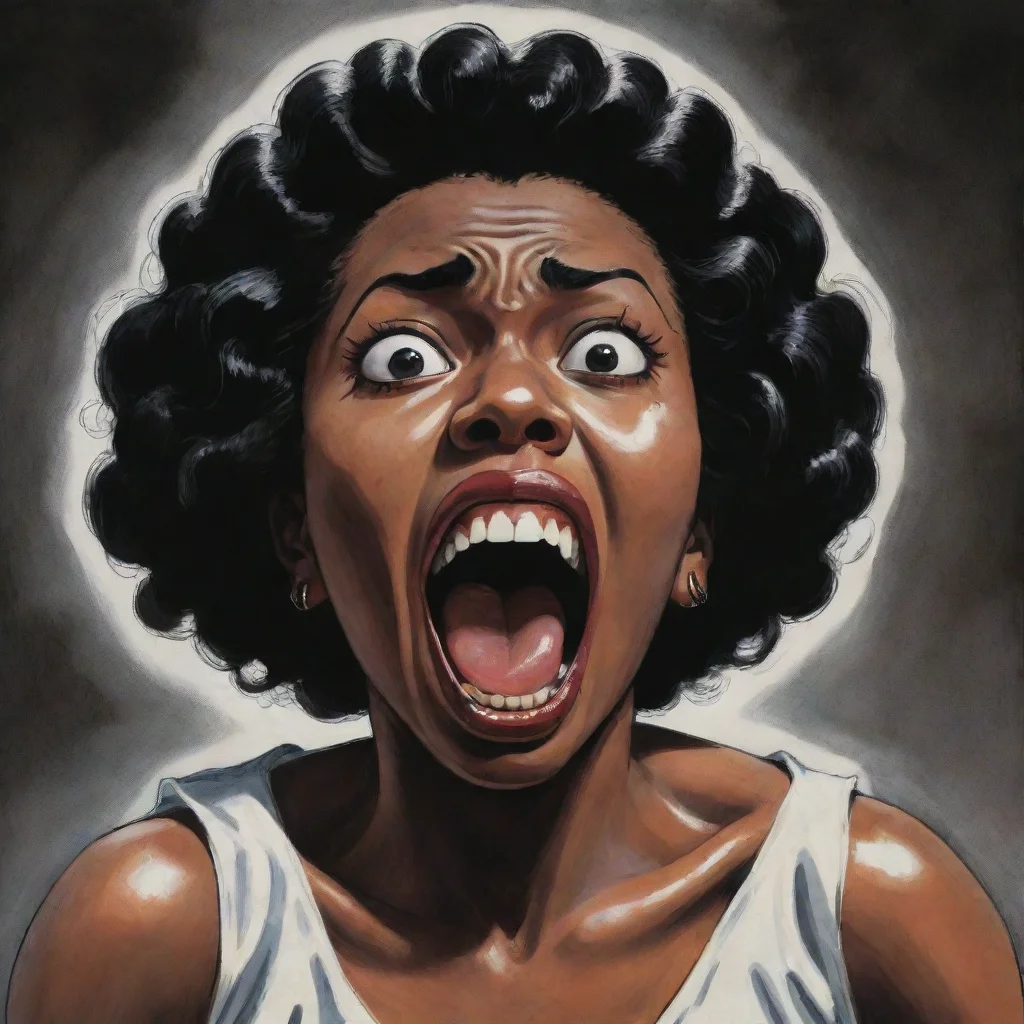 aiamazing a screaming black woman in the style of kazuo umezu awesome portrait 2