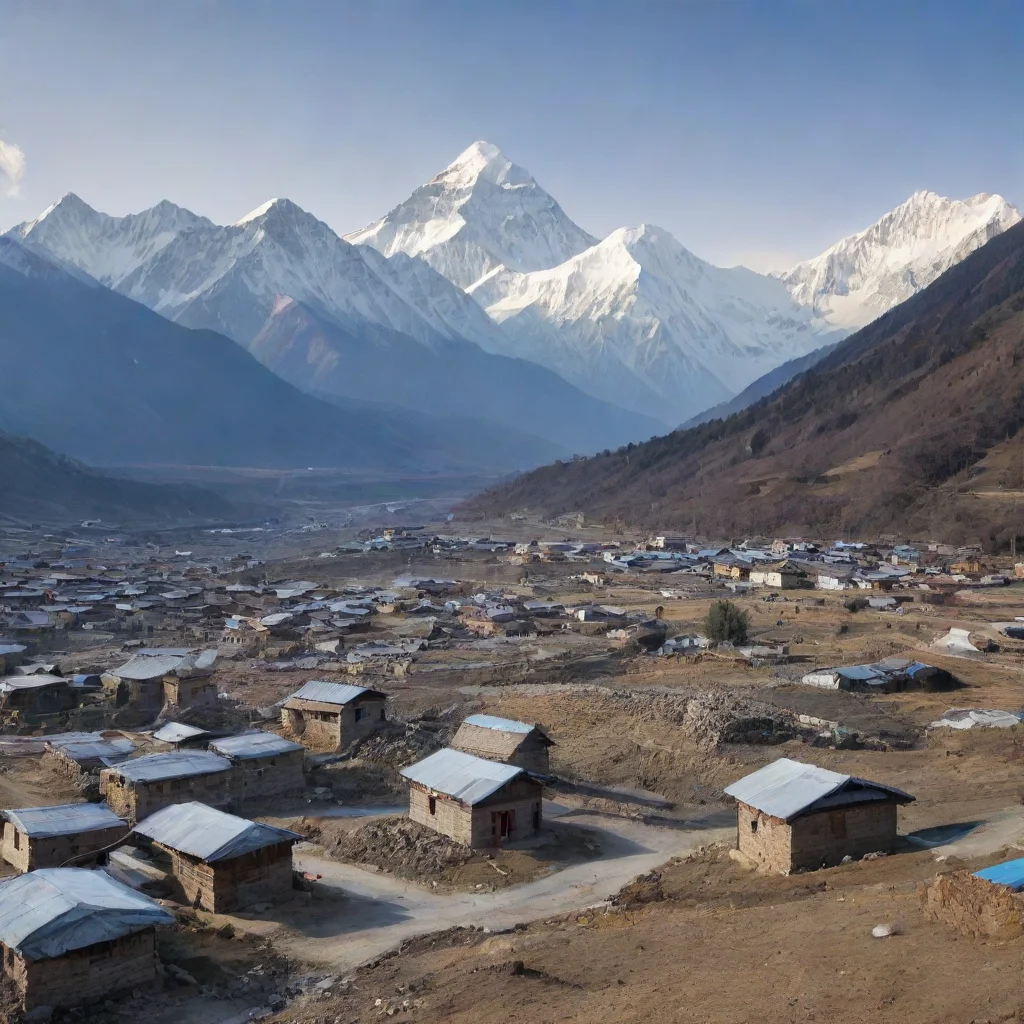 aiamazing a small village with mount everest in the far distance awesome portrait 2