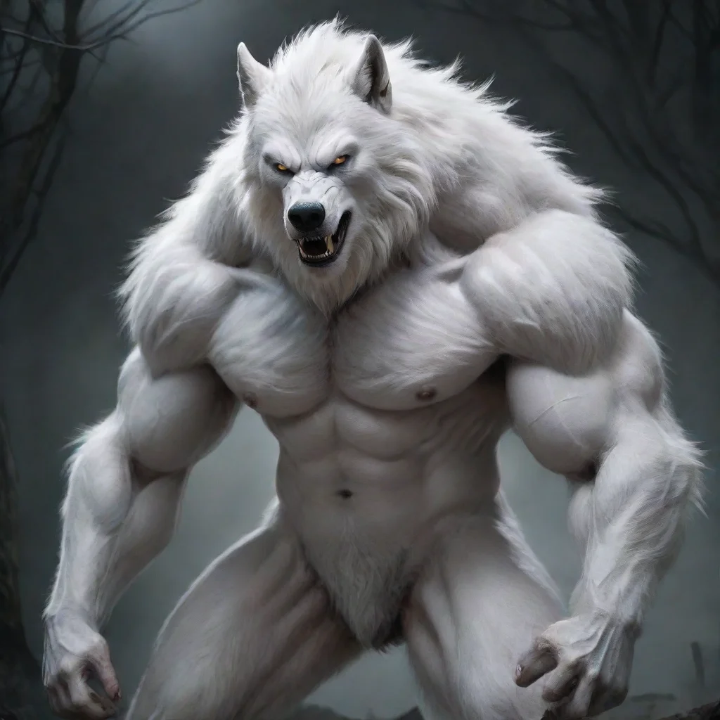 amazing a strong white werewolf awesome portrait 2