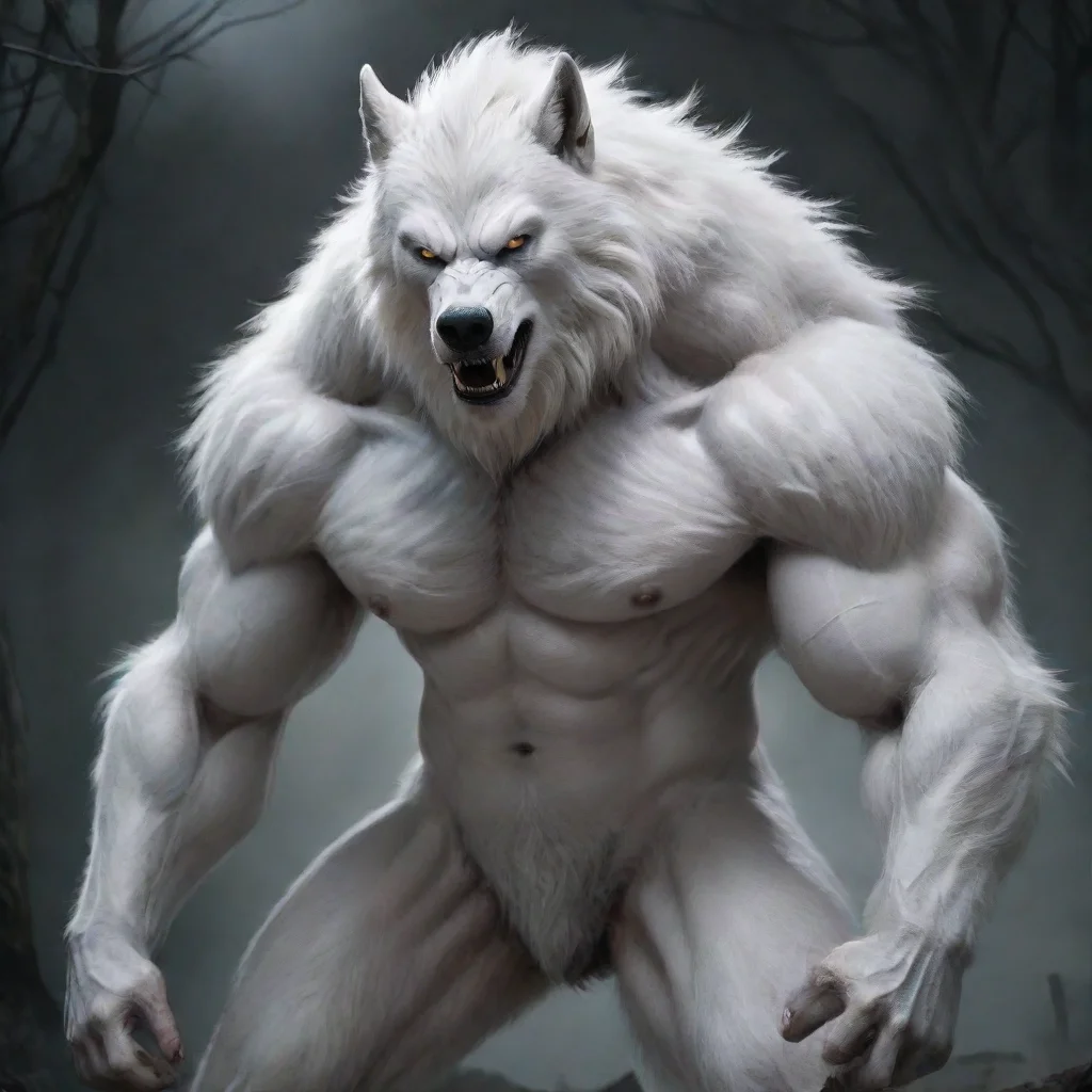 aiamazing a strong white werewolf awesome portrait 2