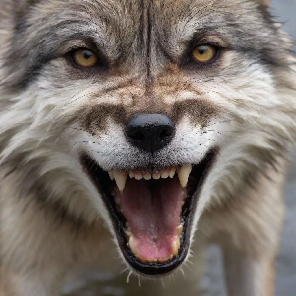 aiamazing a wet wide open female wolf furry mouth. awesome portrait 2
