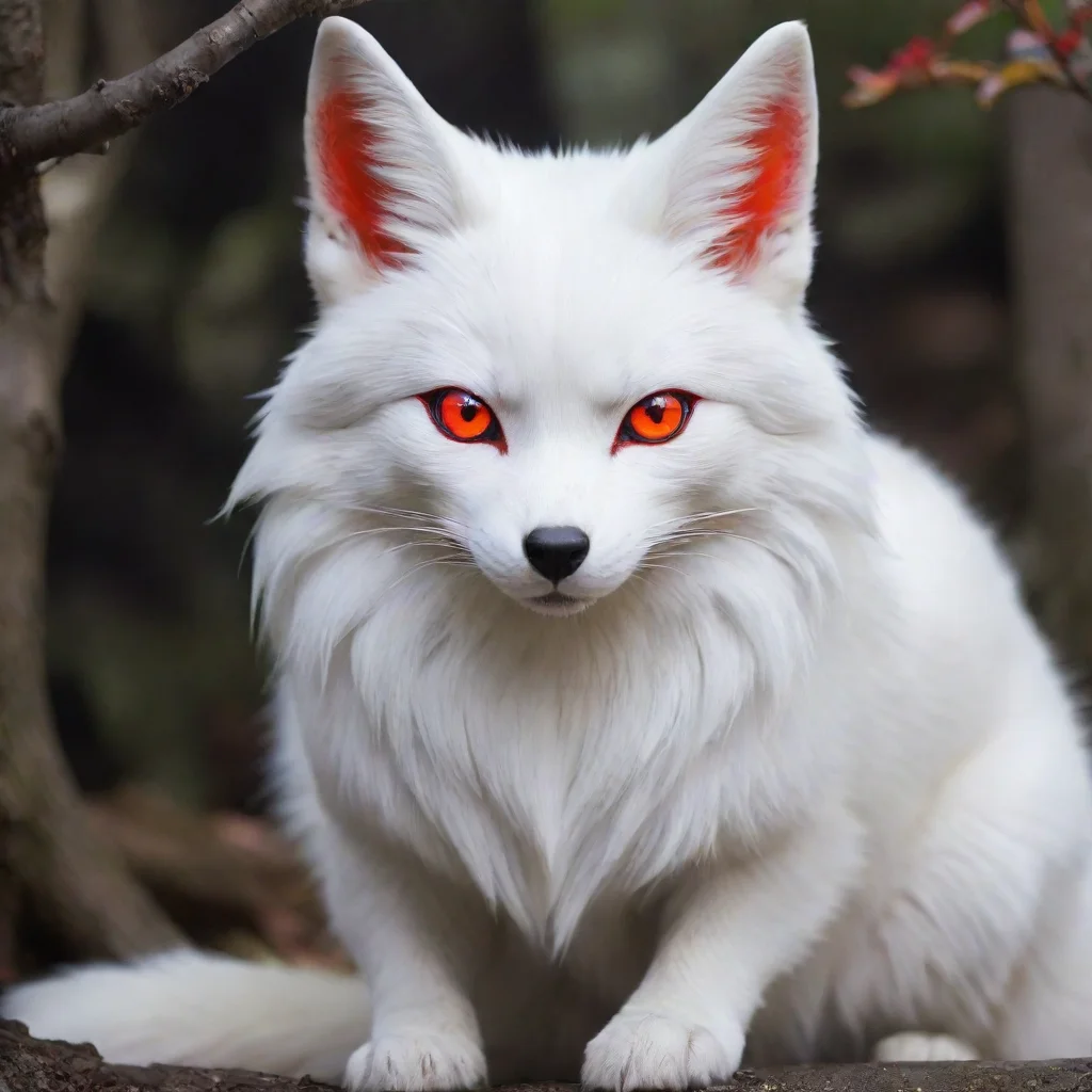 amazing a white kitsune with red eyes awesome portrait 2