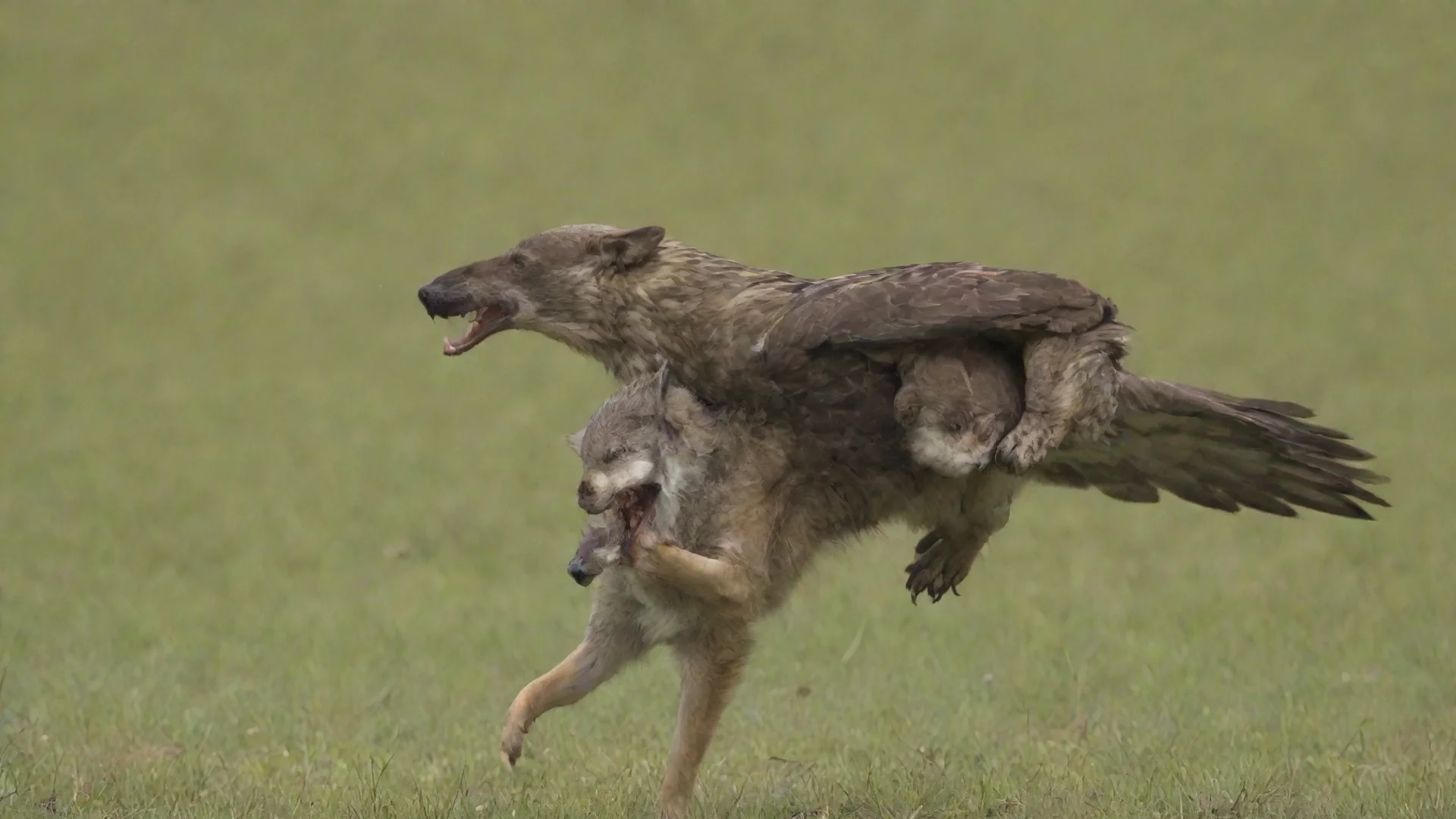 aiamazing a wolf pup getting carried away by a hawk  awesome portrait 2 wide