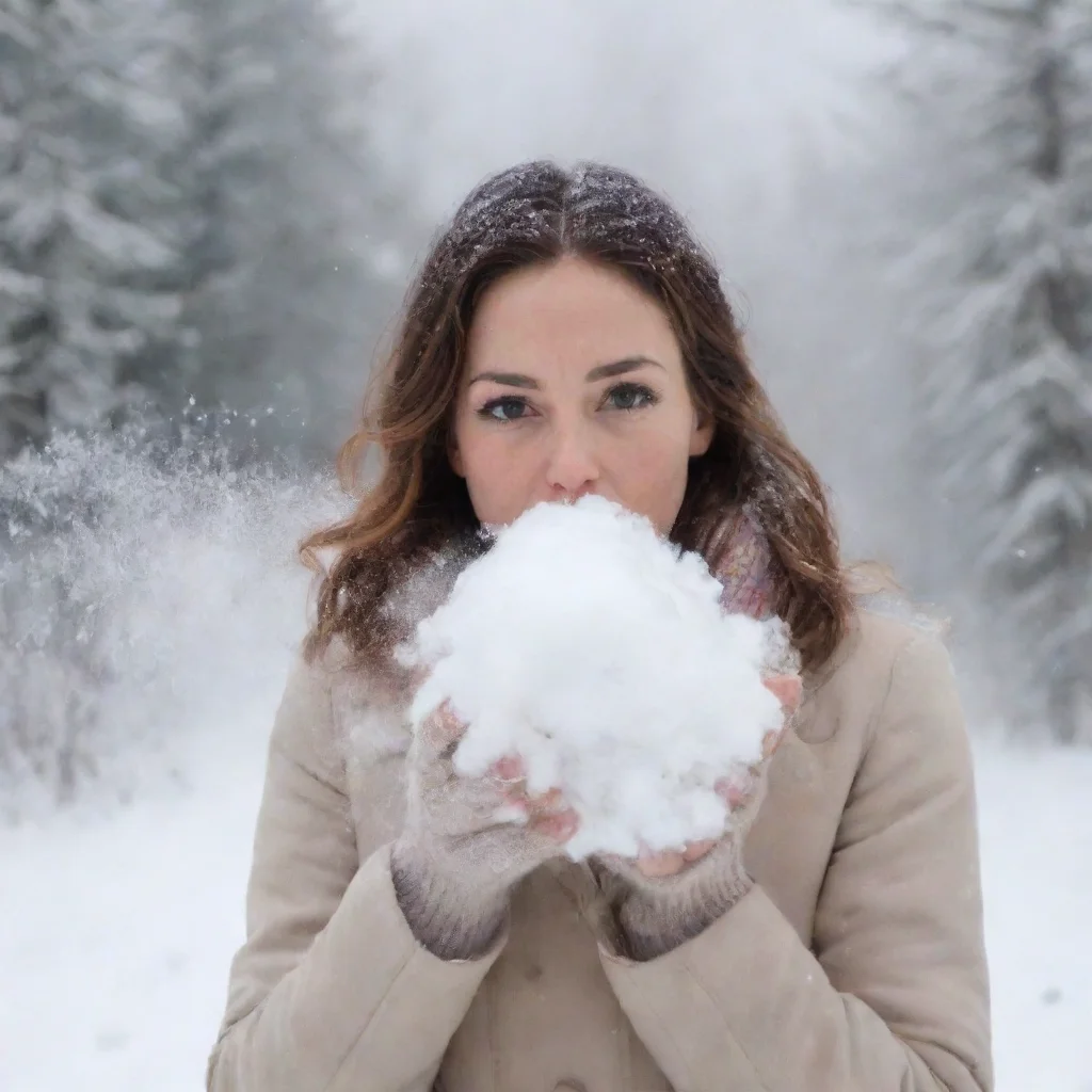 amazing a woman blows snow to the camera awesome portrait 2