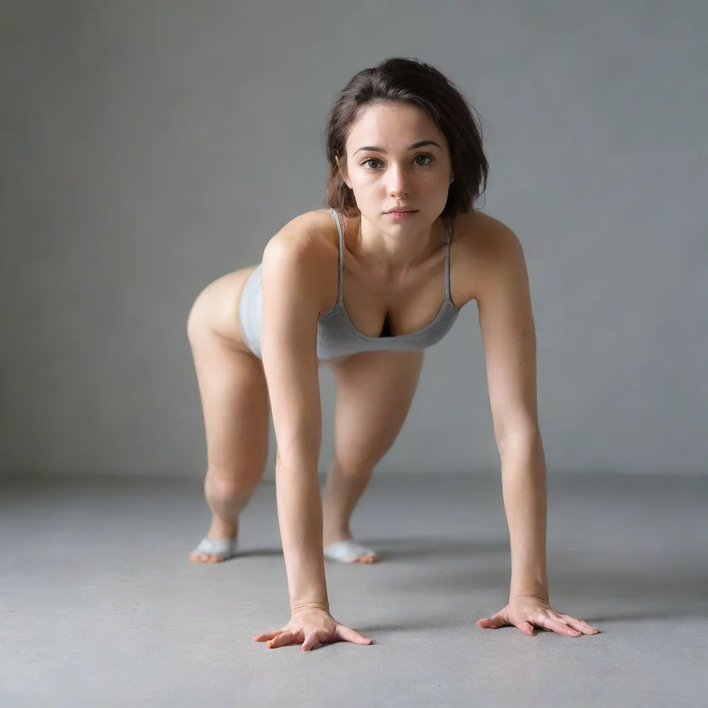amazing a woman crouches in all fours pose awesome portrait 2