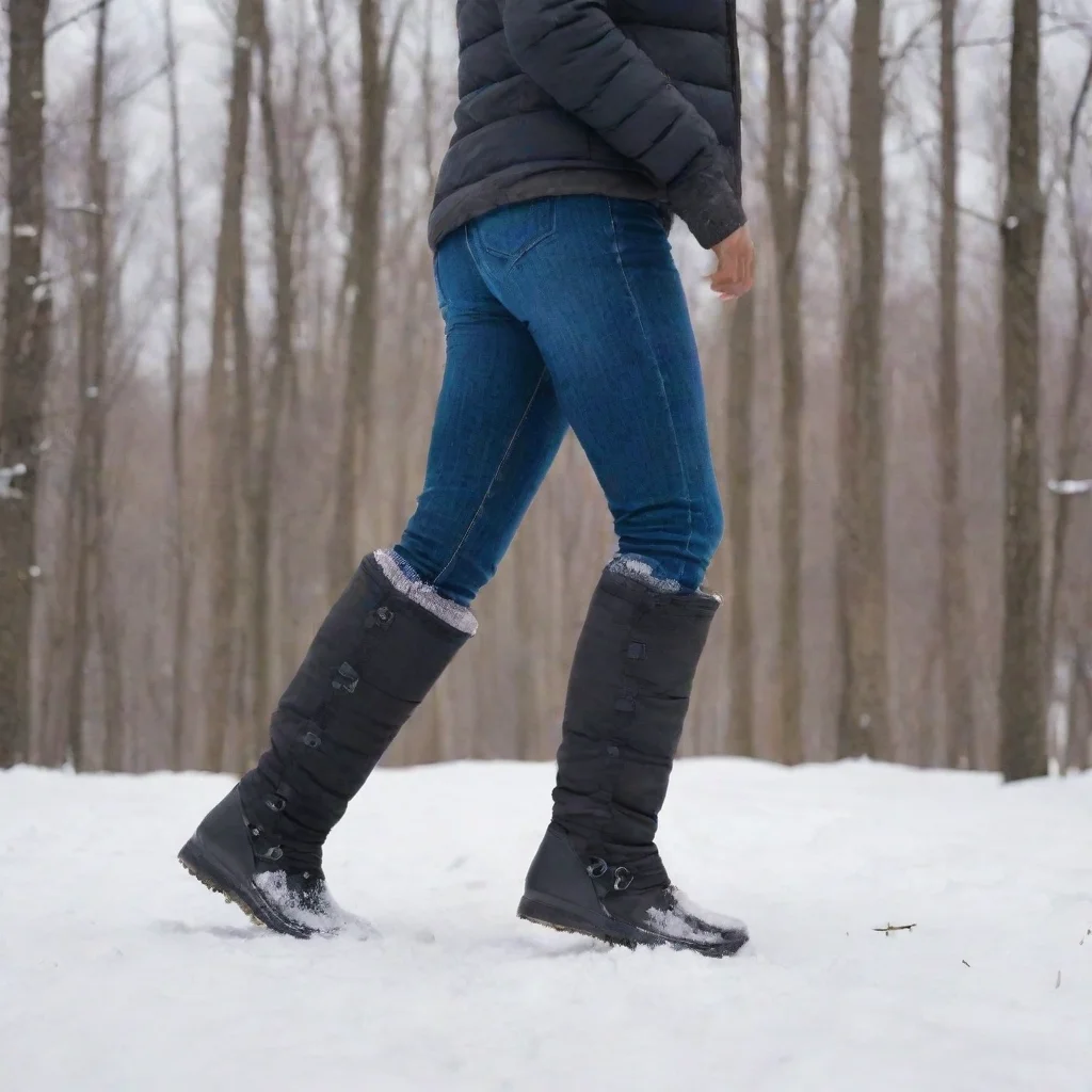 aiamazing a woman takes off her tall snow boots awesome portrait 2