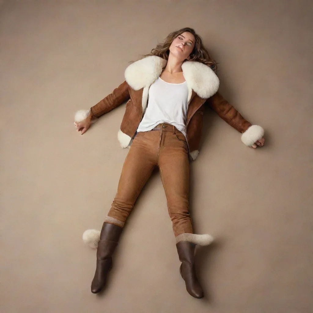 aiamazing a woman wearing b3 shearling jacket%2C boots%2C is lying down with her legs spread open. awesome portrait 2