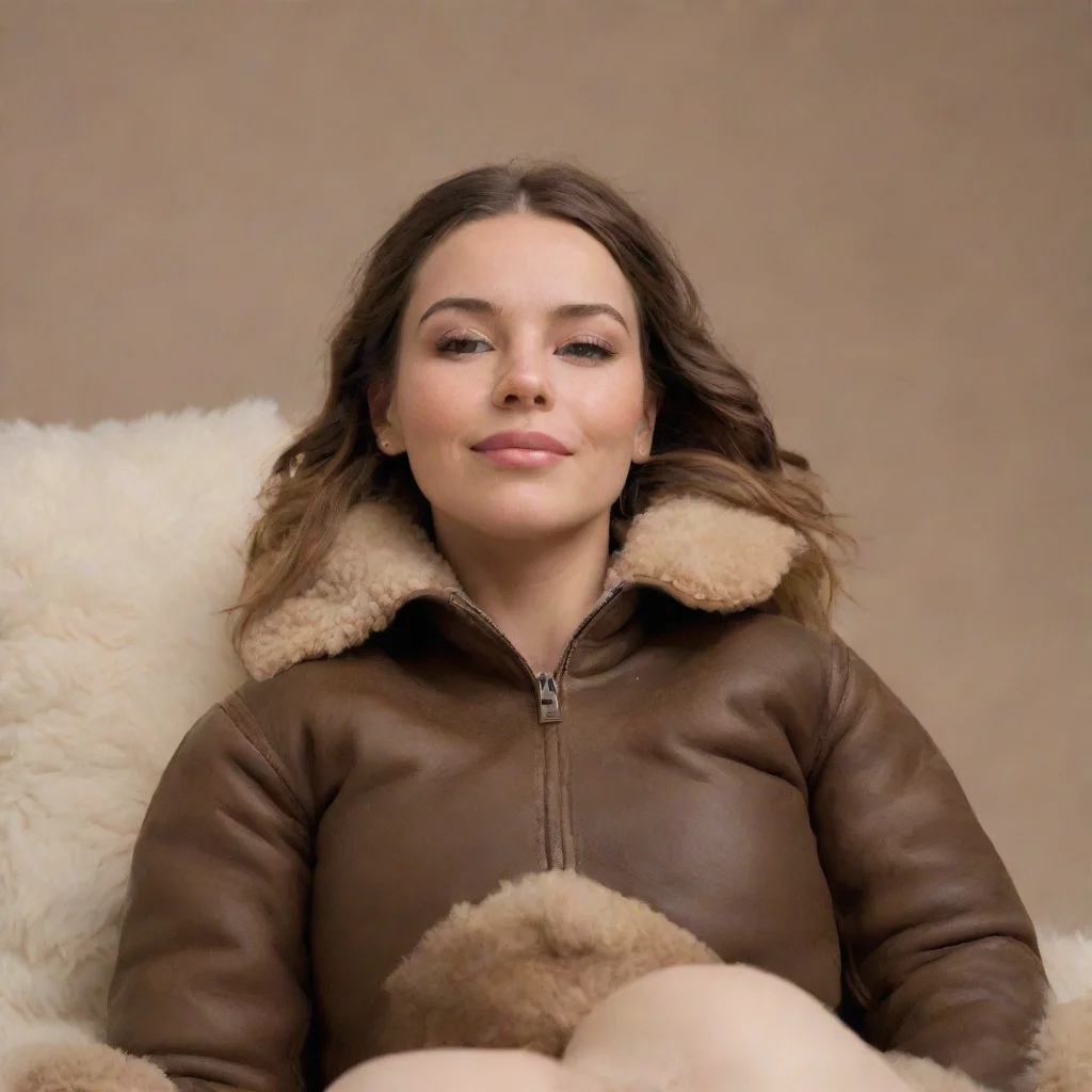 aiamazing a woman wearing b3 shearling jacket%2C boots%2C is lying down with her legs spread open. low camera angle. awesome portrait 2