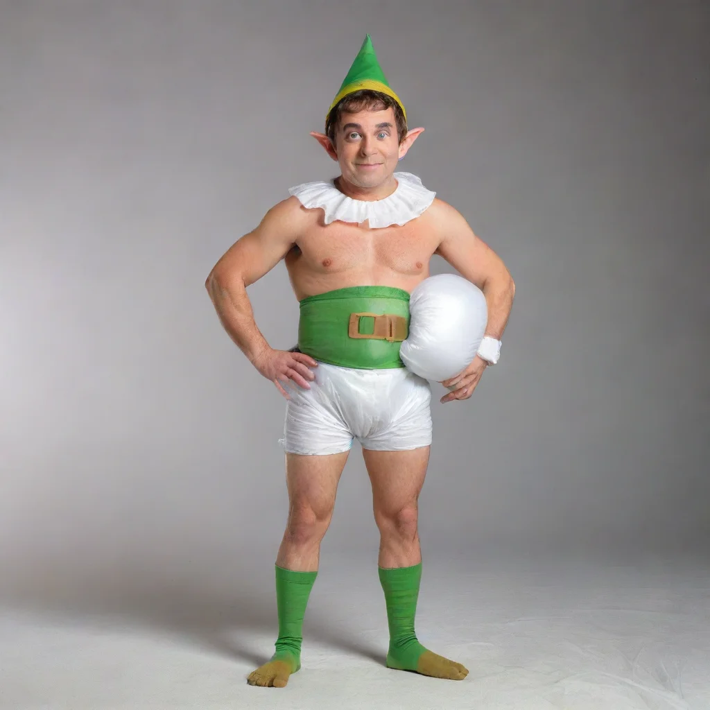amazing adult elf wearing a huge plastic diaper awesome portrait 2