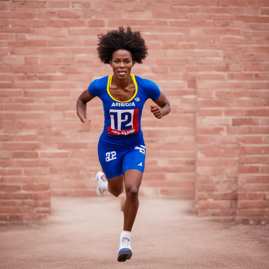 aiamazing african american track and field athlete running through a brick wall awesome portrait 2