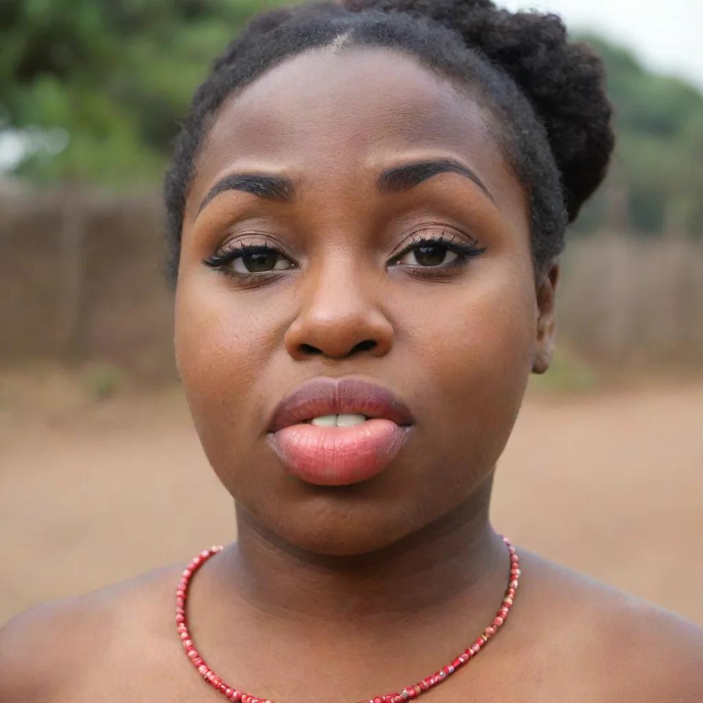 amazing african woman comically sized huge lips awesome portrait 2