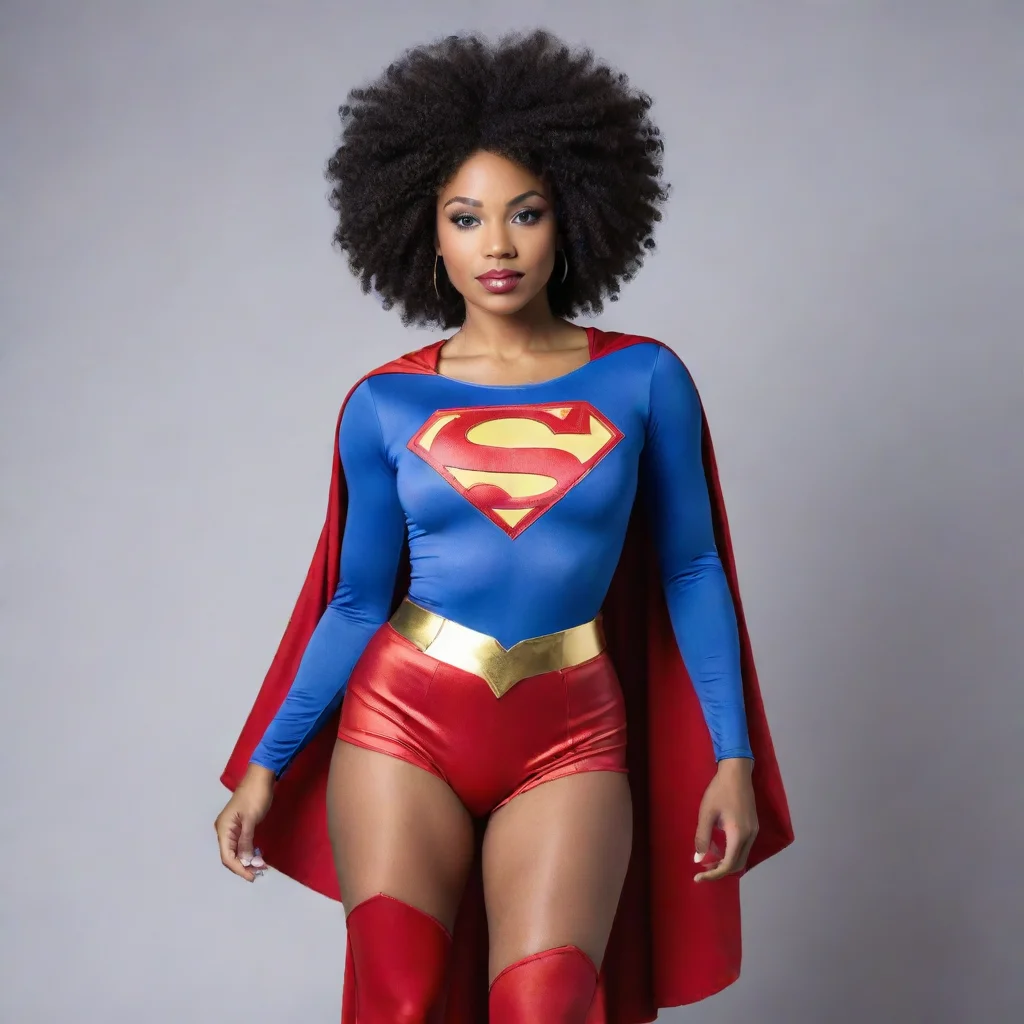 amazing afro african american woman dressed in superwoman outfit awesome portrait 2