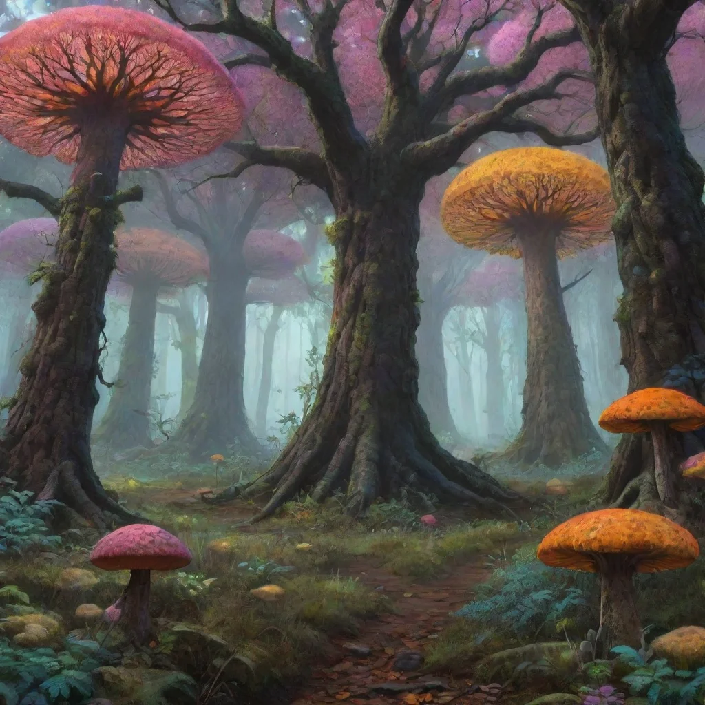 aiamazing alien fungal forest slime mold trees colorful xen from half life realism ghibli moebius wallpaper awesome portrait 2