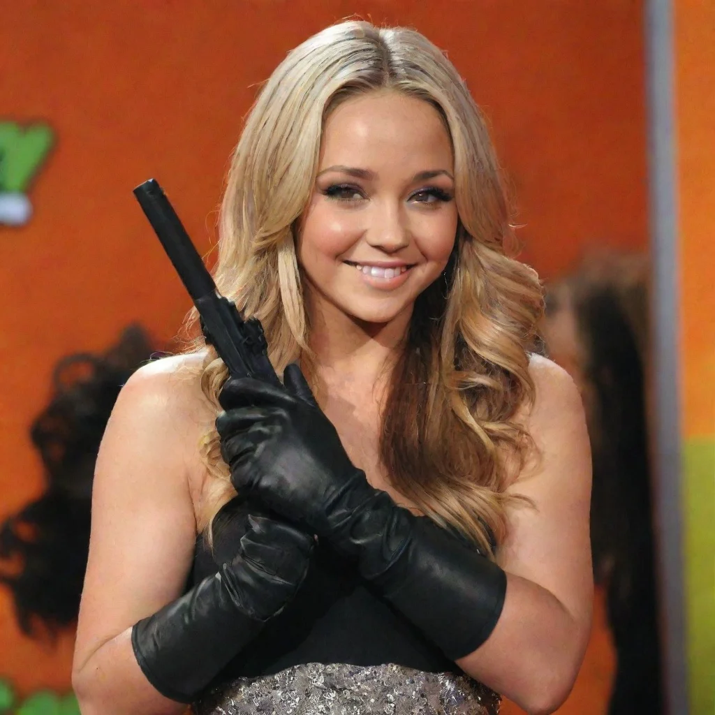 aiamazing amanda bynes at the nickelodeon kids choice awards smiling with  black gloves and gun  awesome portrait 2