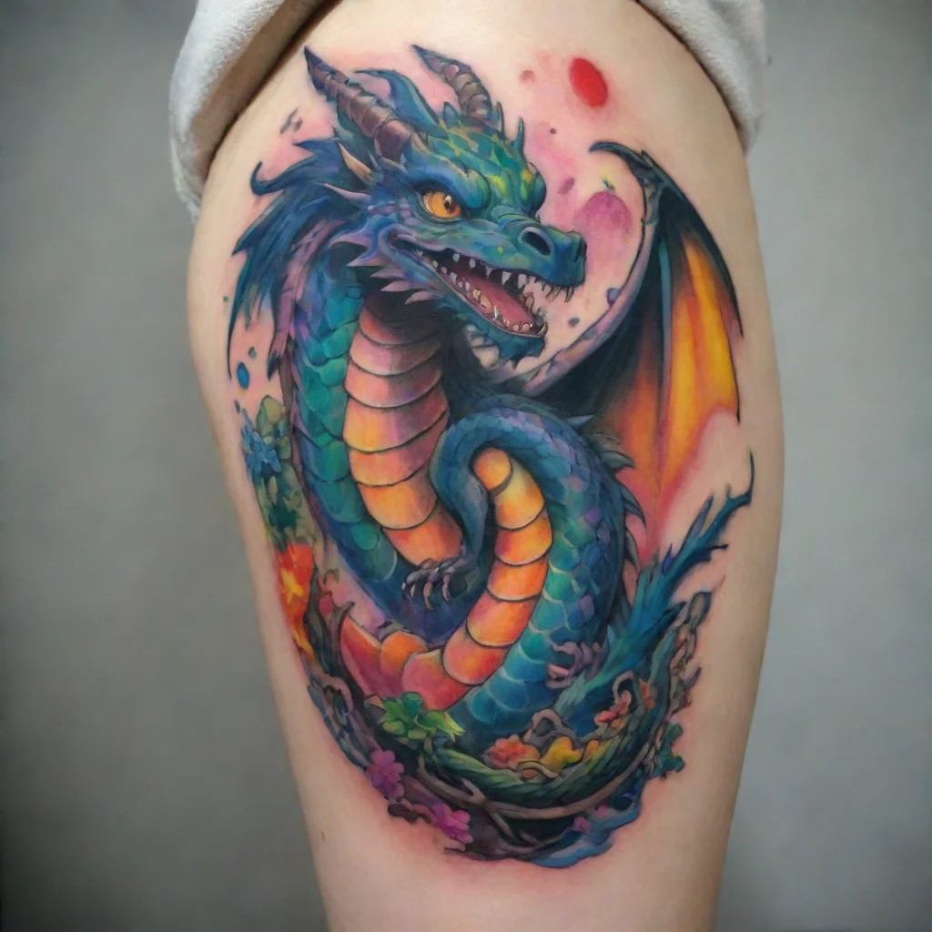 aiamazing amazing dragon colorful anime ghibli tattoo awesome portrait 2