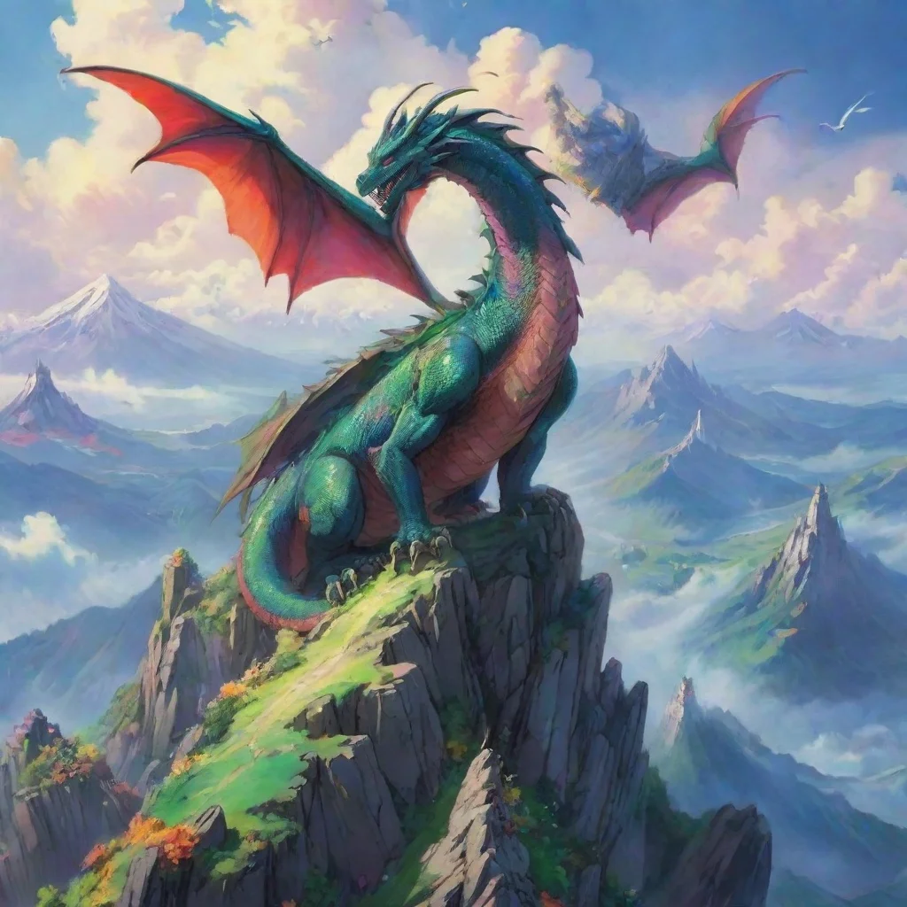 amazing amazing dragon colorful anime ghibli wonderful mountain top awesome portrait 2