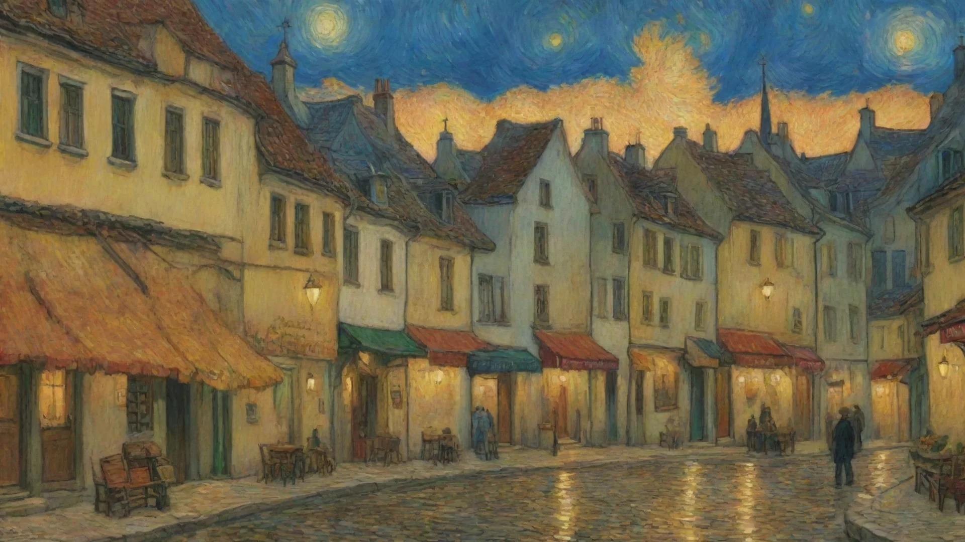 amazing amazing van gogh town relaxing calm best anime quality realistic cartoon peace awesome portrait 2 wide