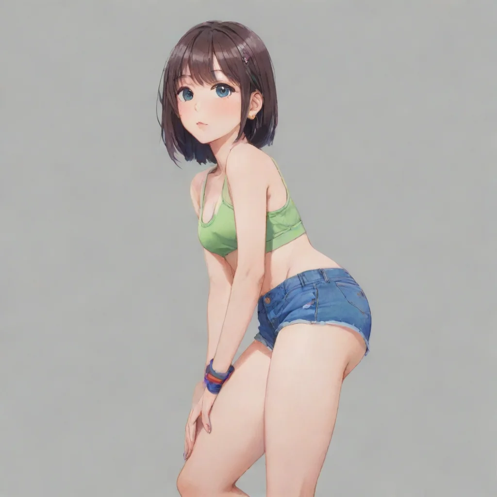 amazing an anime girl in a crop top and booty shorts awesome portrait 2