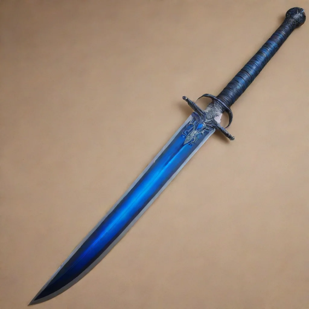 aiamazing an english longsword that has azure blue blade color and onyx blade grip color with the blade being enveloped in blue flame like energy%2C made out the finest steel  awesome portrait 2