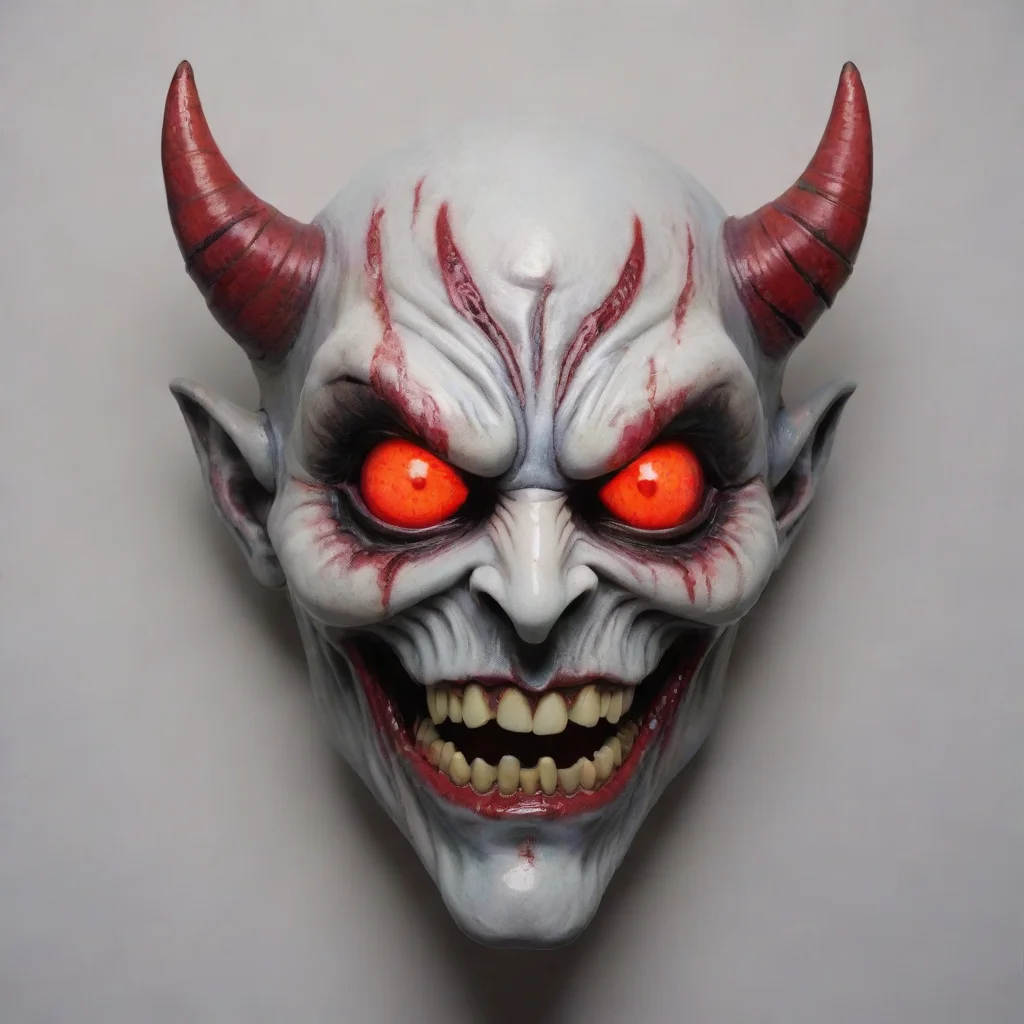 aiamazing an evil mask demon with glowing red eyes and a porcelain finish awesome portrait 2