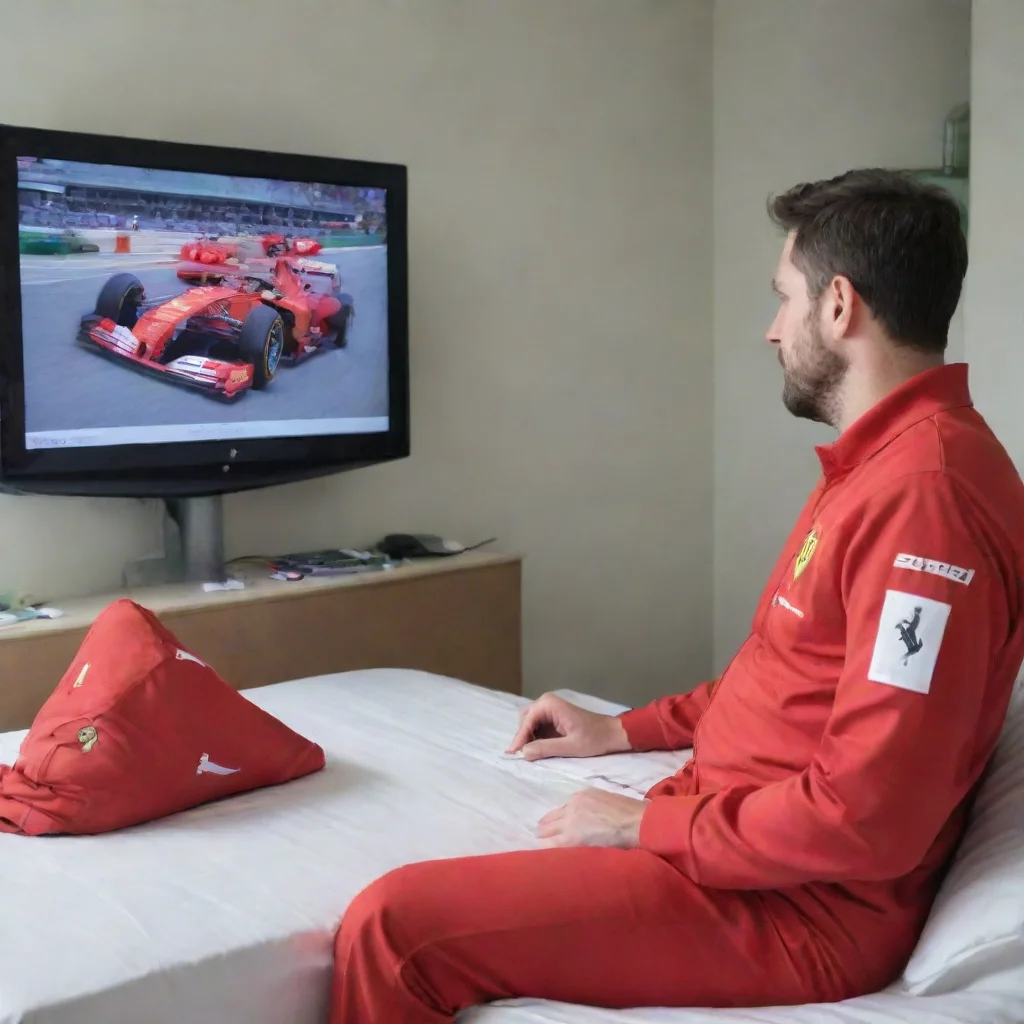 amazing an excel spreadsheet in a hospital bed in a ferrari suit watching the formula 1 on tv awesome portrait 2
