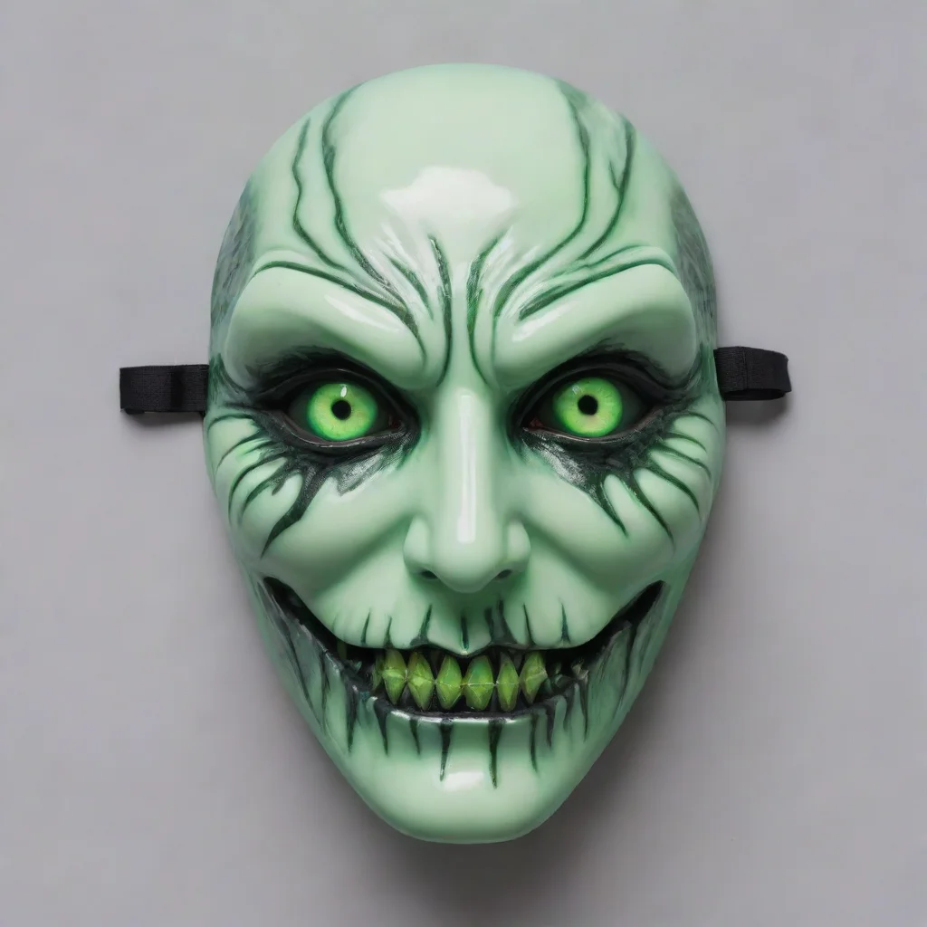 amazing an sinister mask with glowing green eyes and a porcelain finish awesome portrait 2