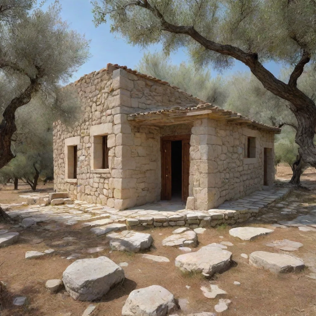 aiamazing ancient greek architecture stone house in olive grove awesome portrait 2