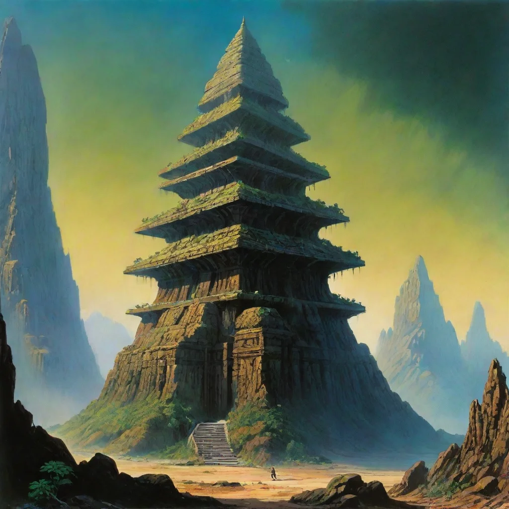 amazing ancient super alien world scifi temple plant life chris foss jack kirby awesome portrait 2